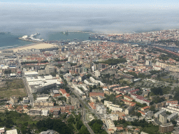 The city of Matosinhos and its harbour, viewed from the airplane from Eindhoven