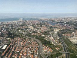 The city of Matosinhos and its harbour, viewed from the airplane from Eindhoven