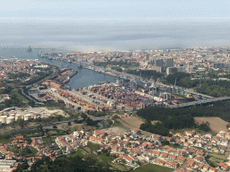 The harbour of the city of Matosinhos, viewed from the airplane from Eindhoven