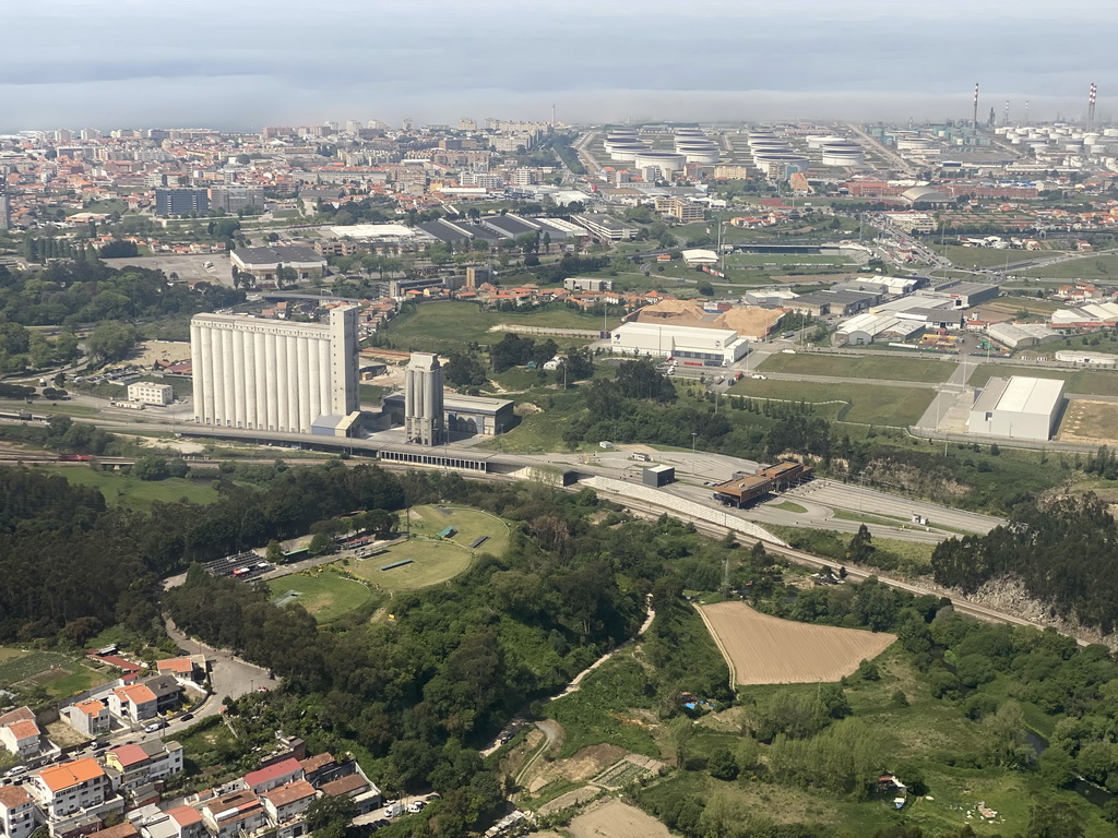 East side of the city of Matosinhos, viewed from the airplane from Eindhoven