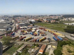 Trucks at the east side of the city of Matosinhos, viewed from the airplane from Eindhoven