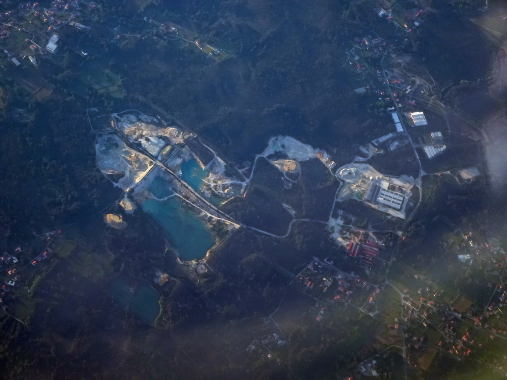 Quarry in the north of Spain, viewed from the airplane to Eindhoven