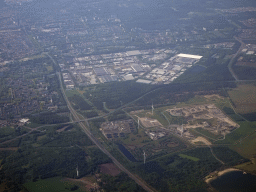 The north side of the city of Tilburg, viewed from the airplane to Eindhoven