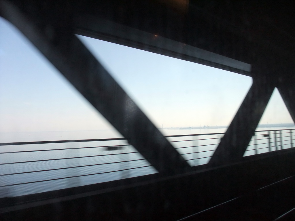 View from the train on the Öresund Bridge from Copenhagen to Malmö