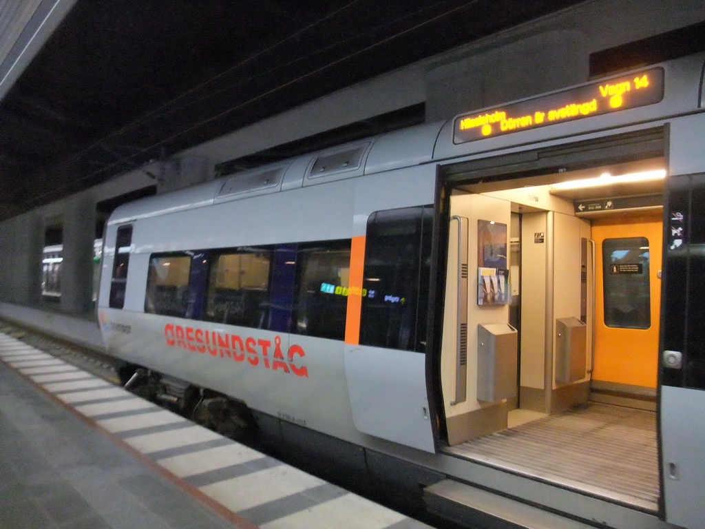 Our train from Copenhagen to Malmö, at Malmö Central Station