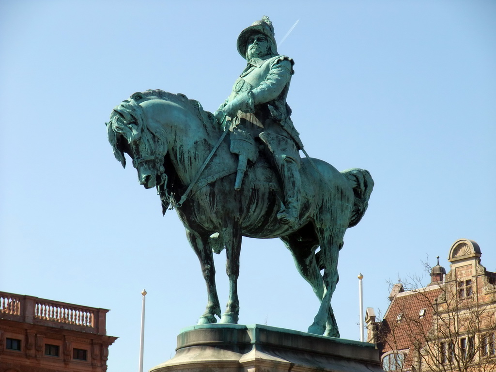 Equestrian statue of Charles X Gustav at Stortorget square