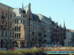 Buildings at the Regementsgatan street, viewed from the Davidshallsbron bridge