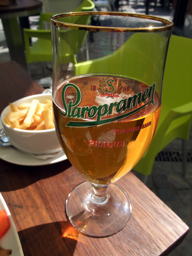 Staropramen beer at Victors restaurant at Lilla Torg square