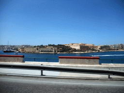 Manoel Island with Fort Manoel, viewed from the shuttle bus from Malta International Airport on the Great Siege Road at Valletta