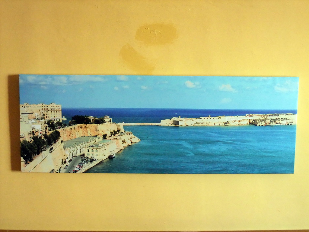 Photograph of the Grand Harbour, in our room at the Marina Hotel