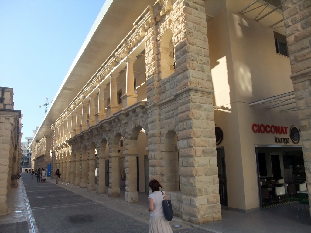 Miaomiao in front of The Point Mall at Tigné Point