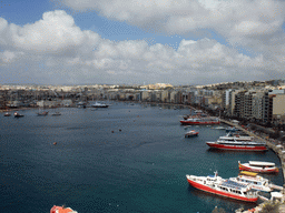 Boats in Marsamxett Harbour, viewed from the roof terrace of the Marina Hotel