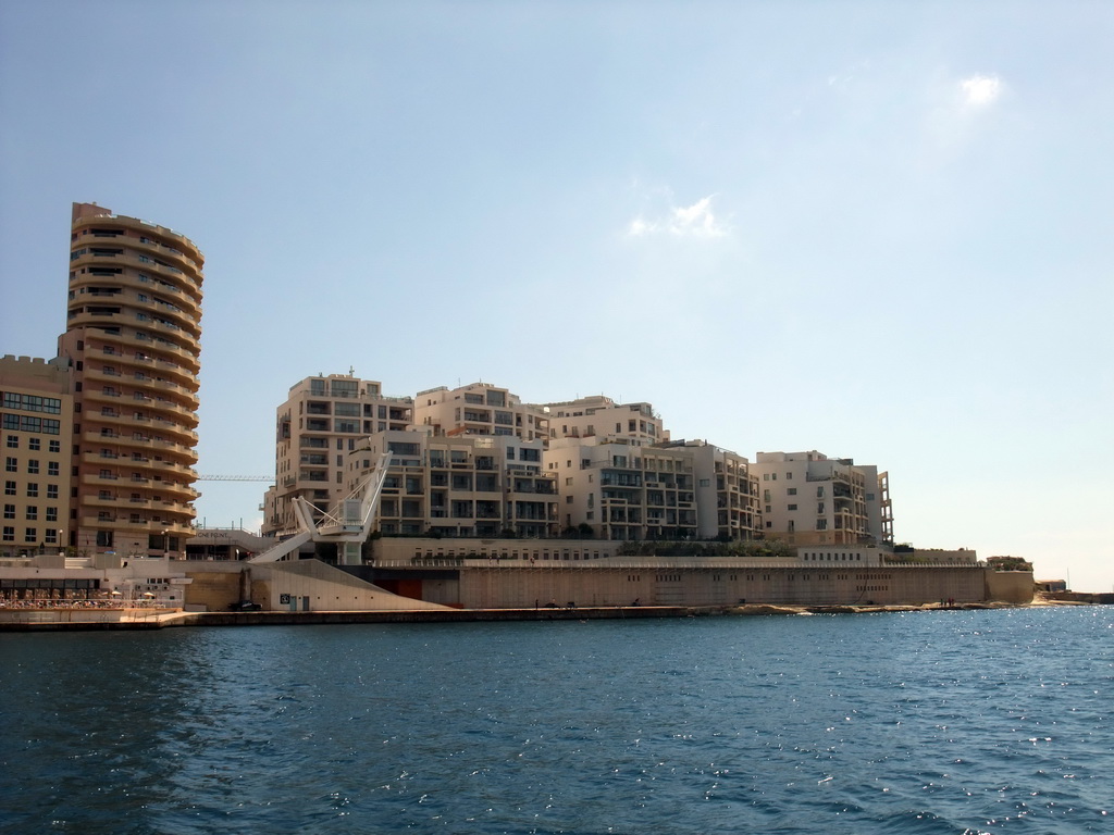 The Tigné Point with The Point Mall, viewed from the Luzzu Cruises tour boat from Sliema to Marsaxlokk