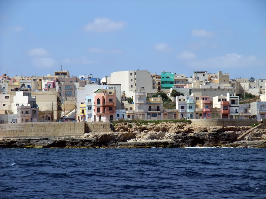 The town of Xghajra, viewed from the Luzzu Cruises tour boat from Sliema to Marsaxlokk