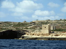 The Triq Il-Wisgha Tower, viewed from the Luzzu Cruises tour boat from Sliema to Marsaxlokk