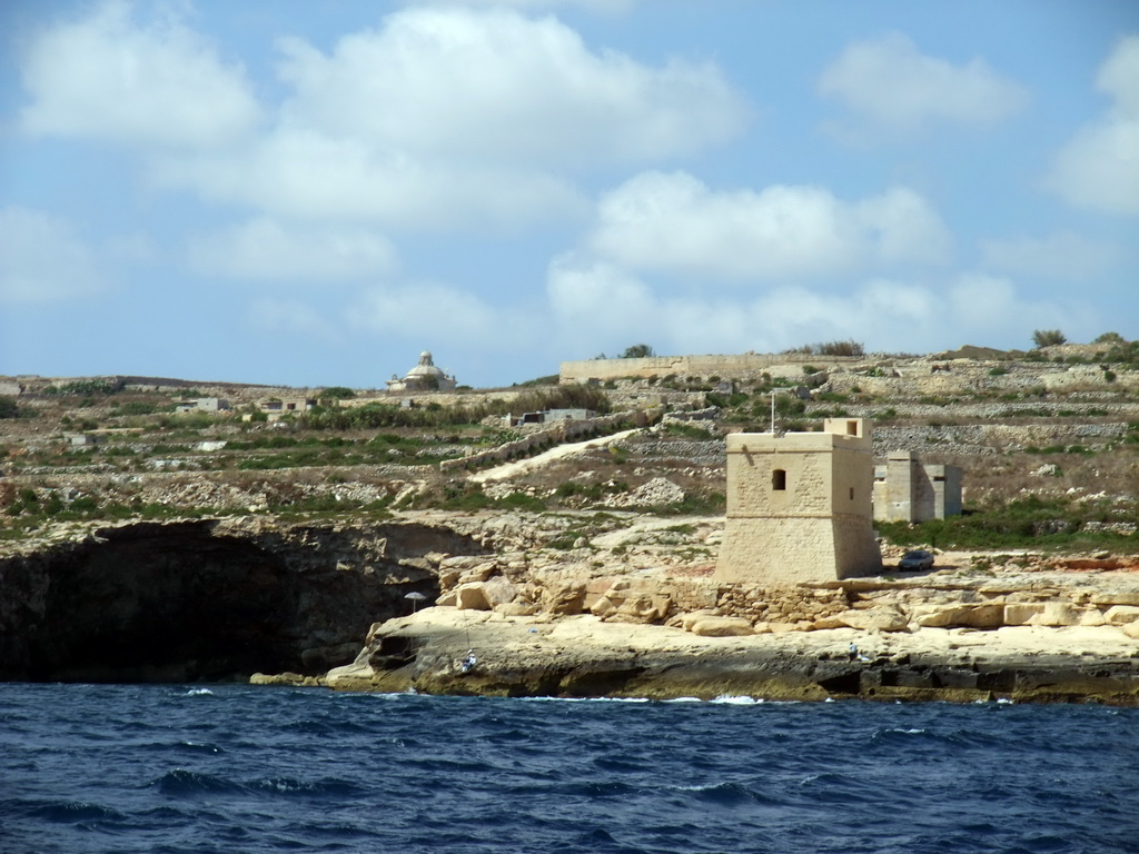 The Triq Il-Wisgha Tower, viewed from the Luzzu Cruises tour boat from Sliema to Marsaxlokk