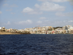 The town of Marsaskala, viewed from the Luzzu Cruises tour boat from Sliema to Marsaxlokk