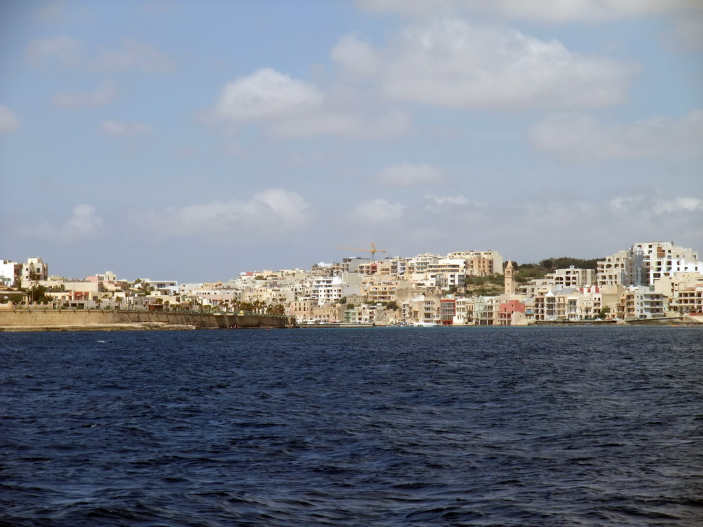 The town of Marsaskala, viewed from the Luzzu Cruises tour boat from Sliema to Marsaxlokk