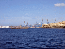 The Malta Freeport at Birzebbuga, viewed from the Luzzu Cruises tour boat from Sliema to Marsaxlokk