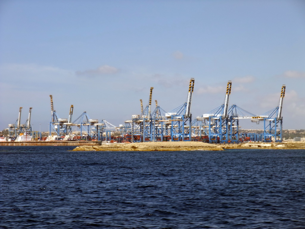 The Malta Freeport at Birzebbuga, viewed from the Luzzu Cruises tour boat from Sliema to Marsaxlokk