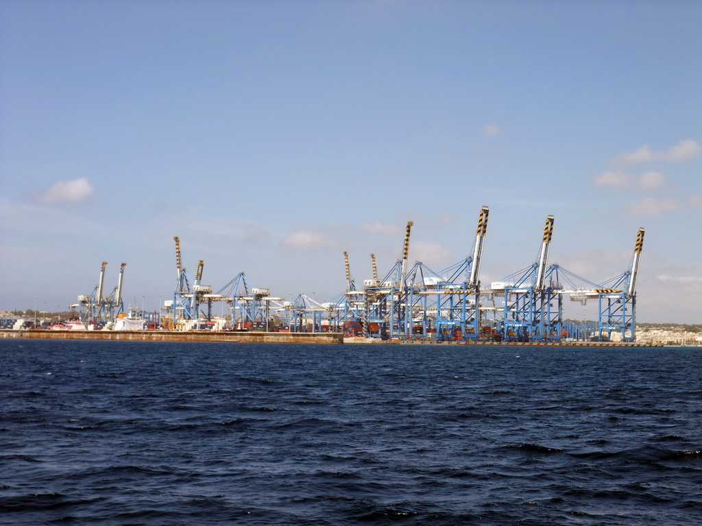 The Malta Freeport at Birzebbuga, viewed from the Luzzu Cruises tour boat from Sliema to Marsaxlokk