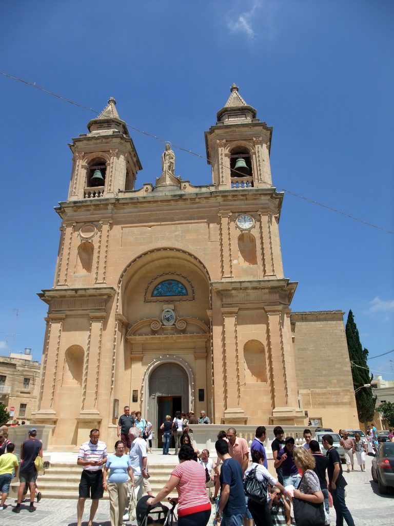 Front of the Church of Our Lady of Pompeii at Marsaxlokk