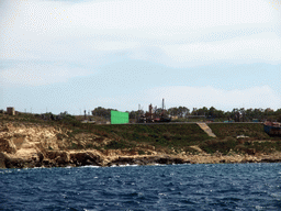 Old ship at the Mediterranean Film Studios in Rinella, viewed from the Luzzu Cruises tour boat from Marsaxlokk to Sliema