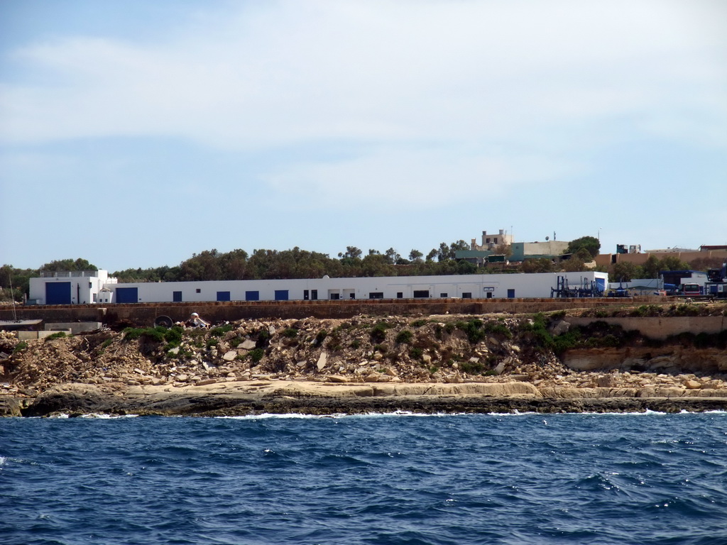 The Mediterranean Film Studios in Rinella, viewed from the Luzzu Cruises tour boat from Marsaxlokk to Sliema