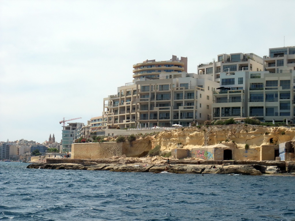 The Tigné Point, viewed from the Luzzu Cruises tour boat from Marsaxlokk to Sliema