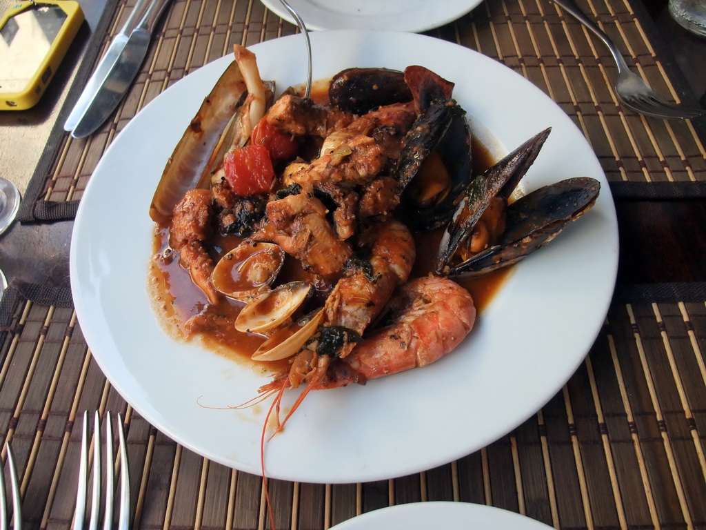 Seafood at the `Maltese Mama` restaurant at Paceville Avenue in St Julian`s