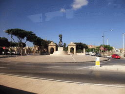 Statue in front of The Mall (Il-Mall) park at Floriana, viewed from the bus from Valletta to Sliema