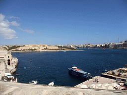 Sliema, Manoel Island and the Sliema-Valletta ferry, viewed from Boat Street at Valletta