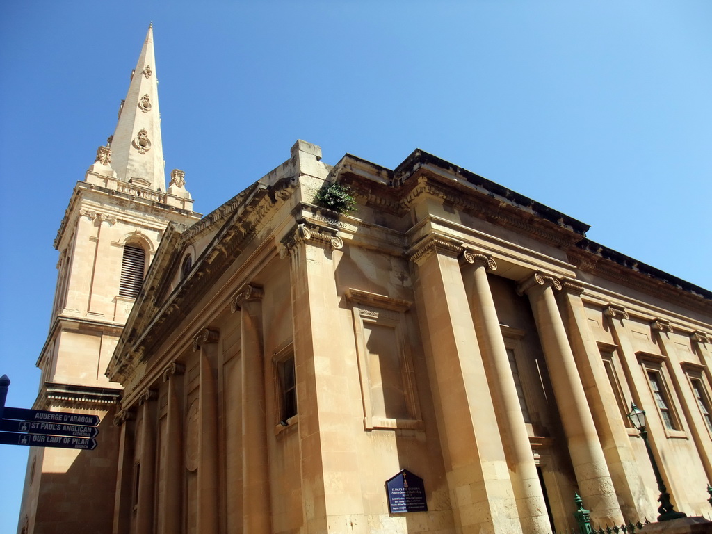 The front and tower of St Paul`s Pro-Cathedral at Valletta