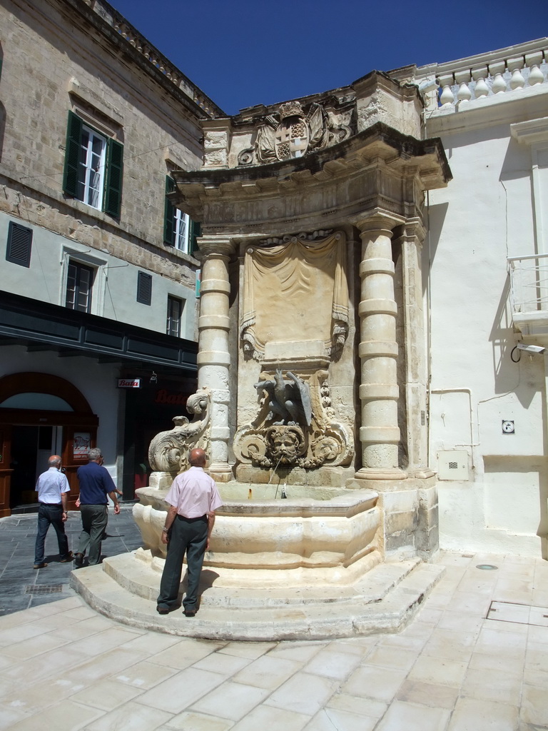 Fountain at the left front of the Main Guard Building at Palace Square at Valletta