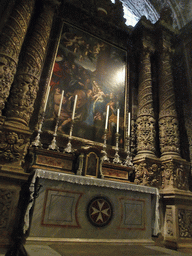 Altar and painting in the Chapel of the Langue of Germany at St. John`s Co-Cathedral at Valletta