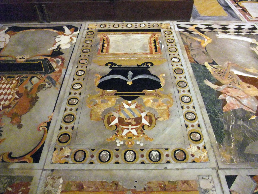 Marble tombstones in the floor at St. John`s Co-Cathedral at Valletta
