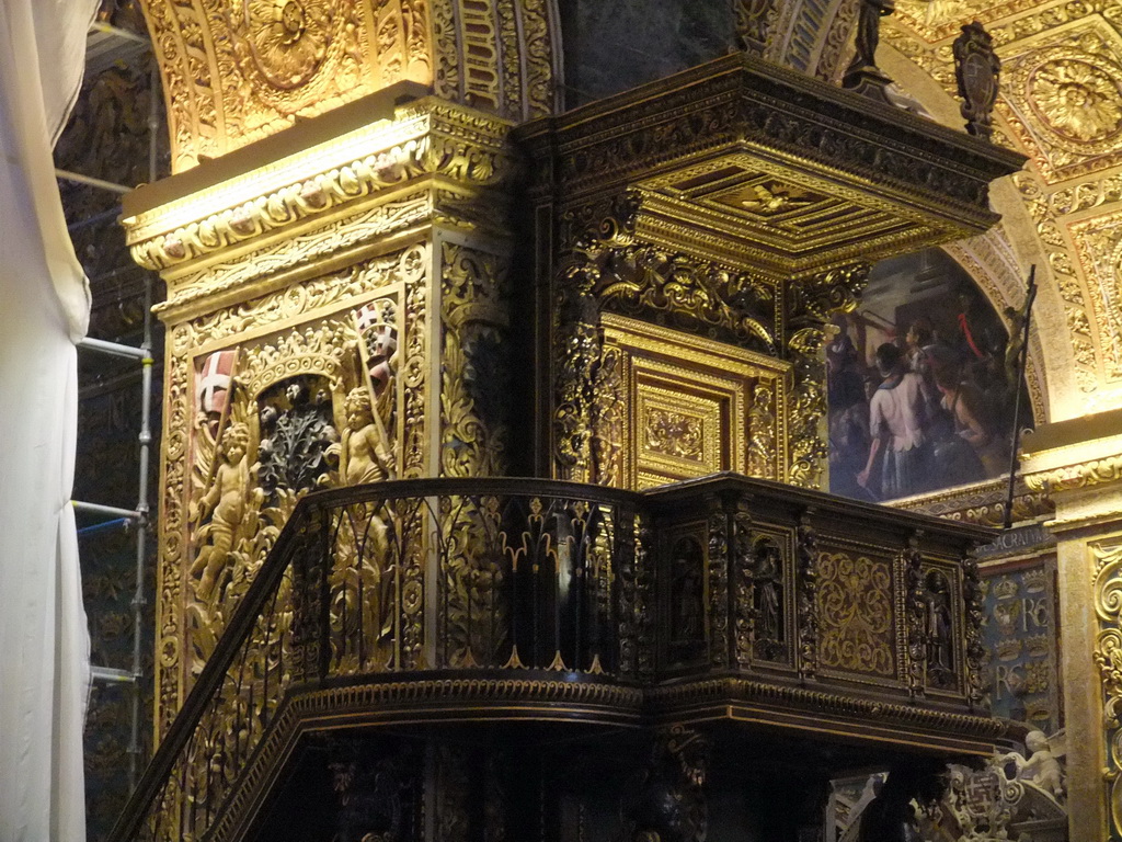 The pulpit of St. John`s Co-Cathedral at Valletta