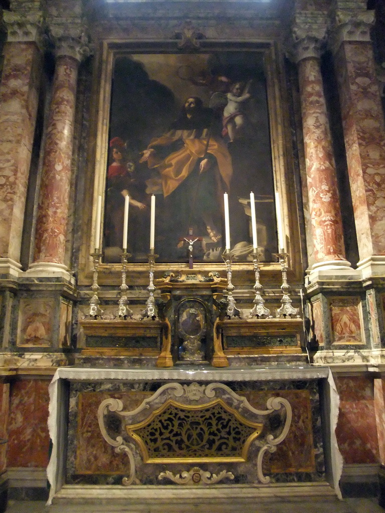 Altar and painting in the Chapel of the Langue of Castille, Leon and Portugal at St. John`s Co-Cathedral at Valletta