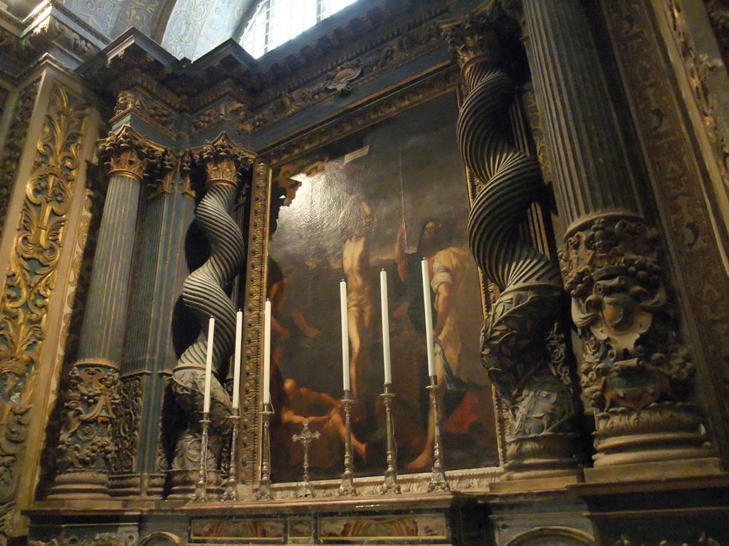 Altar and painting in the Chapel of the Langue of Auvergne at St. John`s Co-Cathedral at Valletta