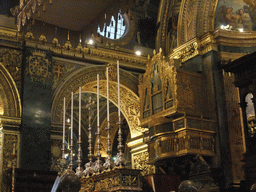 Altar and organ of St. John`s Co-Cathedral at Valletta