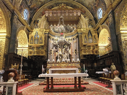 The apse, altar and organs of St. John`s Co-Cathedral at Valletta