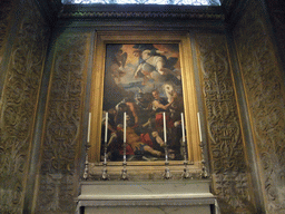 Altar and painting in the Chapel of the France at St. John`s Co-Cathedral at Valletta