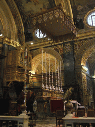 The altar anf organ of St. John`s Co-Cathedral at Valletta