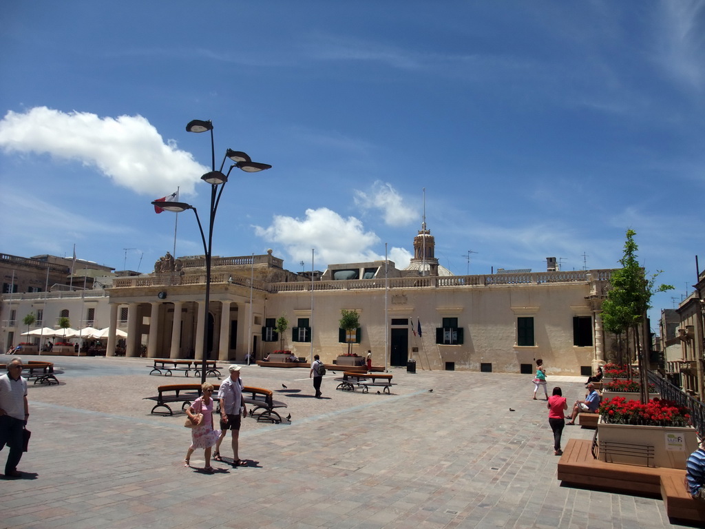 The Main Guard Building and the dome of the Carmelite Church at Palace Square at Valletta