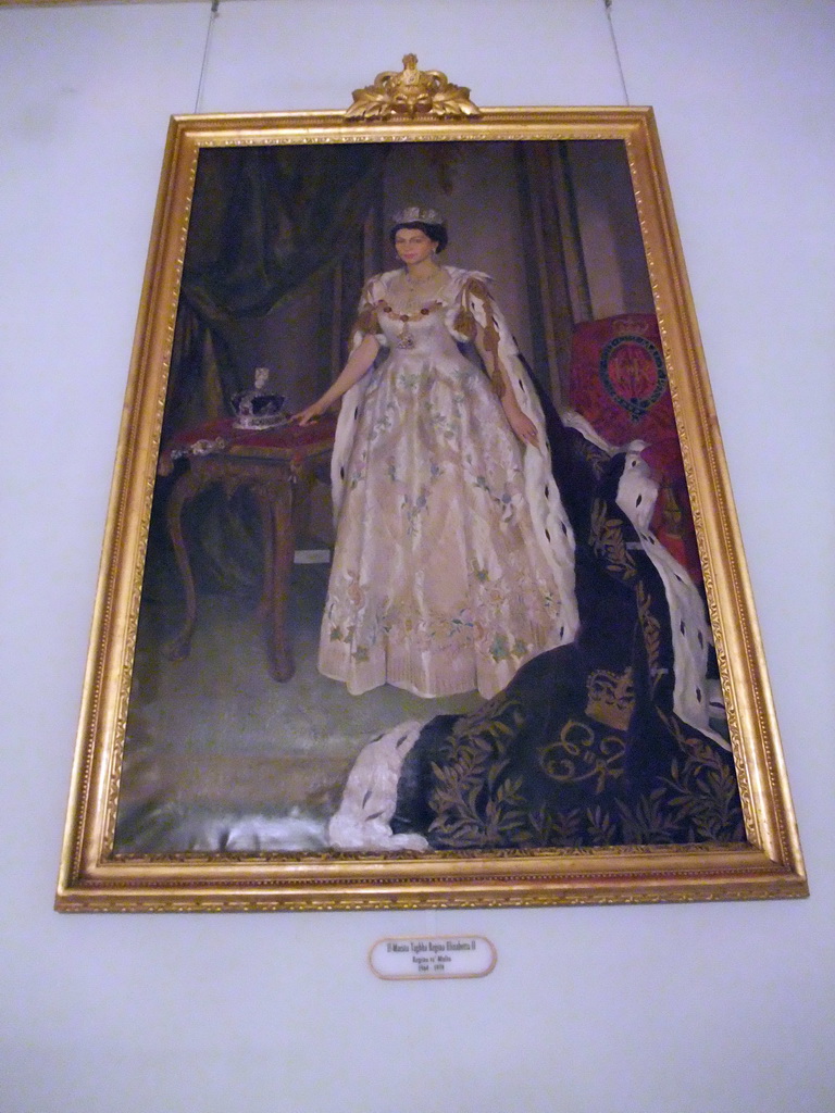 Painting of Queen Elizabeth II in the State Dining Room in the Grandmaster`s Palace at Valletta