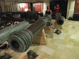 Miaomiao with cannons at the Armoury of the Grandmaster`s Palace at Valletta