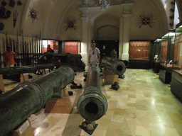 Tim with cannons at the Armoury of the Grandmaster`s Palace at Valletta