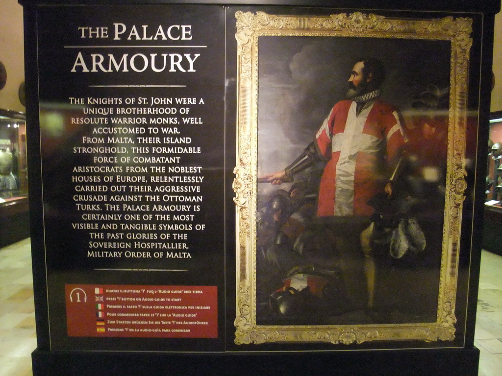Explanation on the Palace Armoury at the Armoury of the Grandmaster`s Palace at Valletta