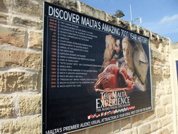 Poster of the Audiovisual show `The Malta Experience` at Saint Elmo Bastions at the Mediterranean Street at Valletta