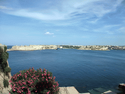 The Grand Harbour, Fort Ricasoli and Villa Bighi at the town of Kalkara, viewed from the Mediterranean Street at Valletta